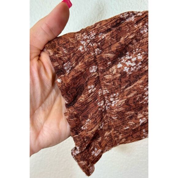 Böhme Womens Brown Floral Off The Shoulder Pullover Boho Fit & Flare Dress S - Picture 2 of 9